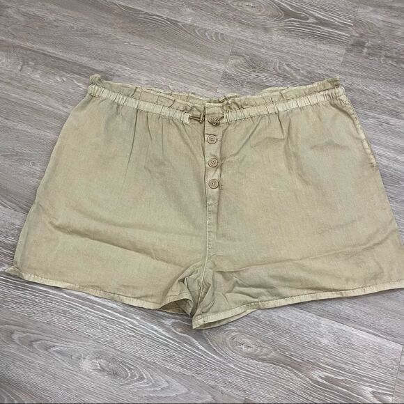 BP Army Green Summer Twill Shorts 3X Cotton Shorts Front Button Side Pockets - Picture 1 of 6